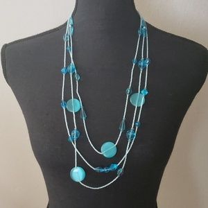 Light Blue Crystal Bead Necklace